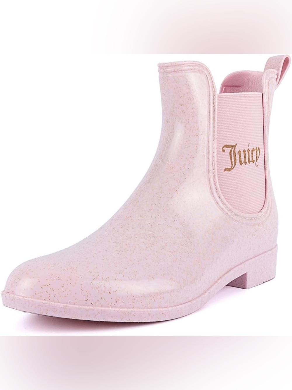 Juicy rori Chelsea rain boot blush pink sparkle boots sz 10